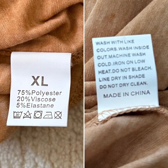 Tan Music Tee Treble Clef Heart Graphic Size XL Casual Minimalist Boho Western - Picture 4 of 6